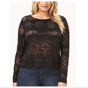NWT Forever 21+ Top With Sheer Damask Details 1X